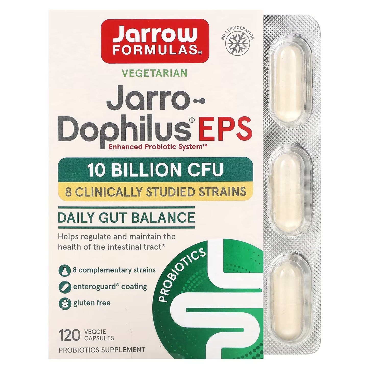 [Jarrow Formulas] Jarro-Dophilus EPS | Probiotic Dietary Supplement for Daily Wellness | 30 / 60 / 120 Veggie Capsules