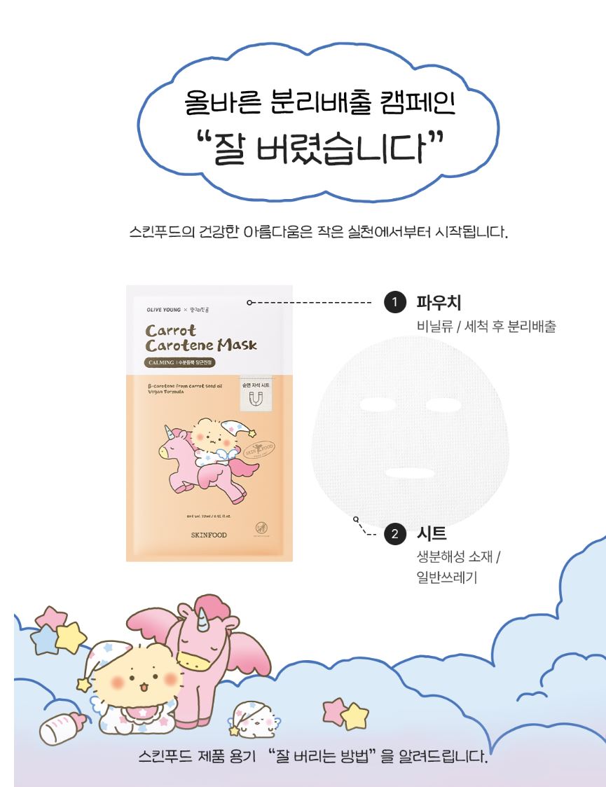 [SKINFOOD] Carrot Carotene Sheet Mask Hydrating Soft Finish 7 Sheets Set