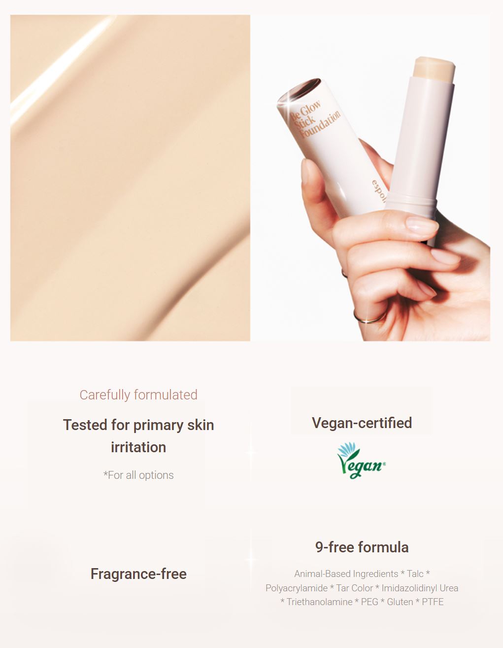 [espoir] Be Glow Stick Foundation Set – Vegan Radiant Base with Shading Stick 11g