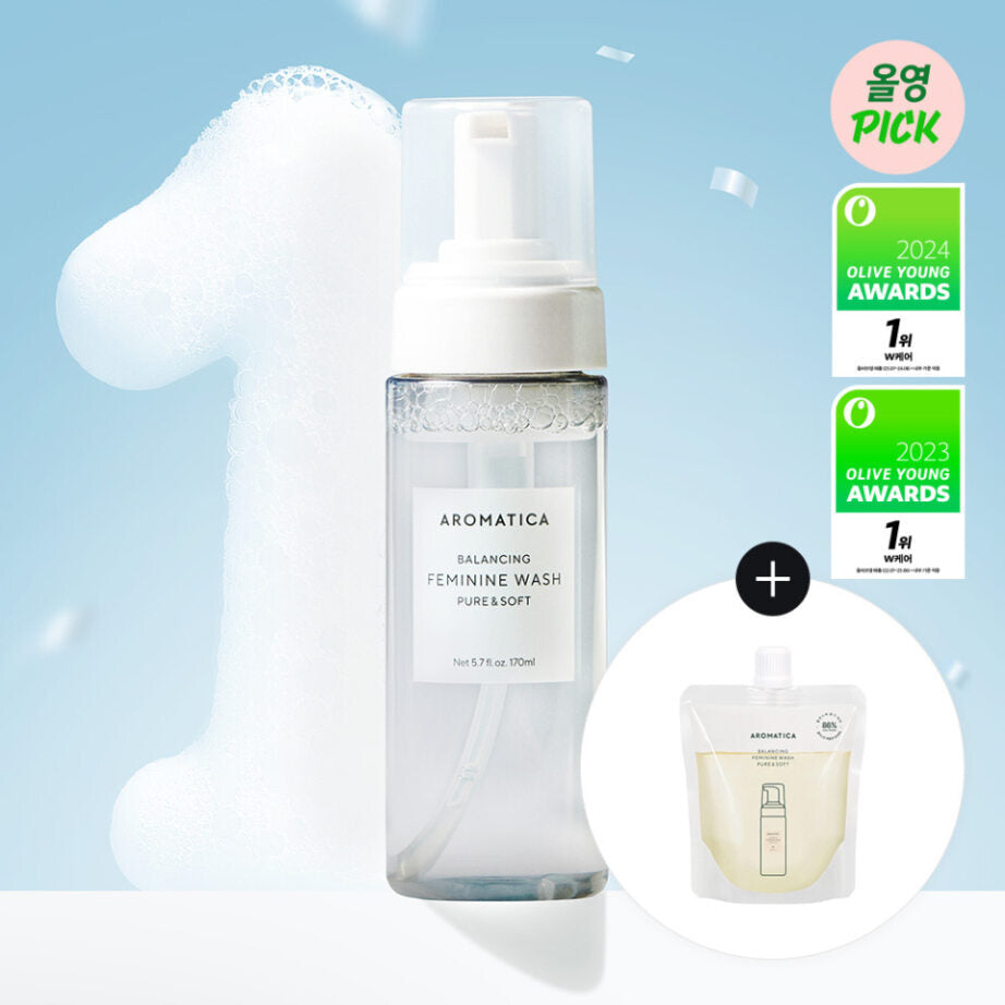 [Aromatica] Pure & Soft Feminine Wash 170ml | Gentle Daily & Refreshing Care (3 Types – Duo / Refill)