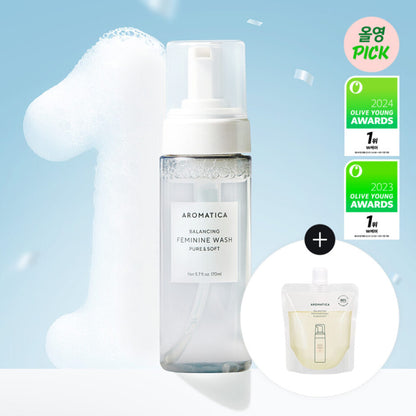 [Aromatica] Pure & Soft Feminine Wash 170ml | Gentle Daily & Refreshing Care (3 Types – Duo / Refill)