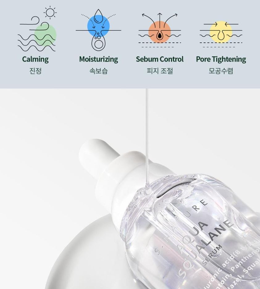 [S.NATURE] Aqua Squalane Serum Refill Set – Lightweight Hydrating Finish (50 ml Refill + 10 ml Cream)