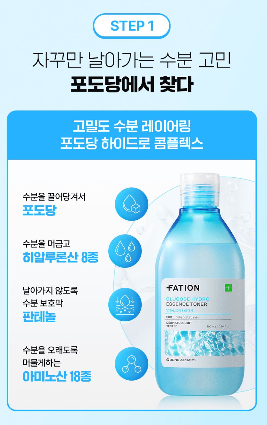 [FATION] Glucose Hydro Essence Toner Duo Set with Fresh Hydrating Finish (300ml x2)