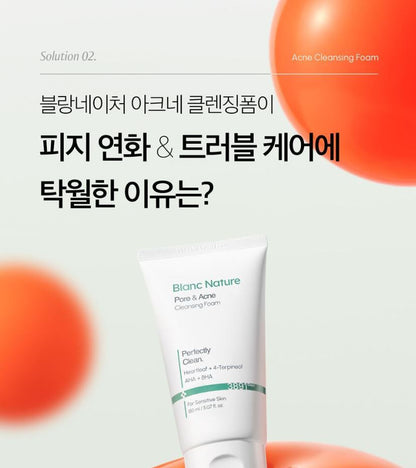 [Blanc Nature] Pore & Acne Cleansing Foam Creamy Fresh Finish Duo Set 150ml + 50ml
