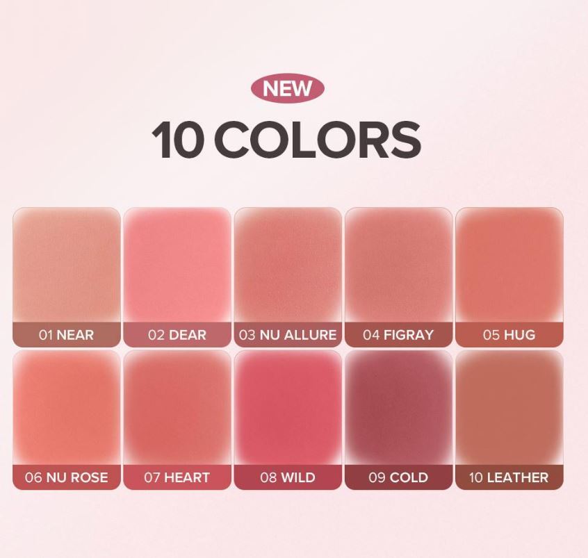 [hince] Nu Blur Tint Soft Velvet Blur Finish Set (10 Colors + Lip Changer)