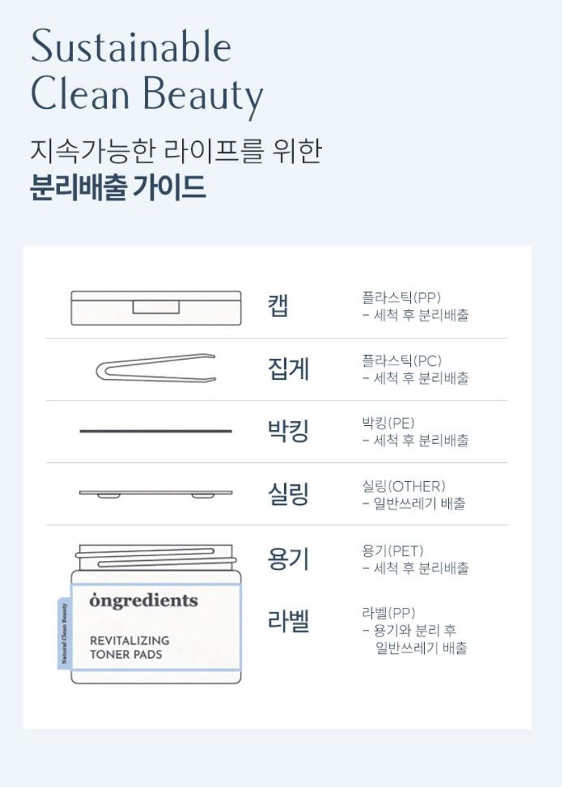 [ongredients] Revitalizing Toner Pads Smooth Hydrating Finish 60 Pads x2