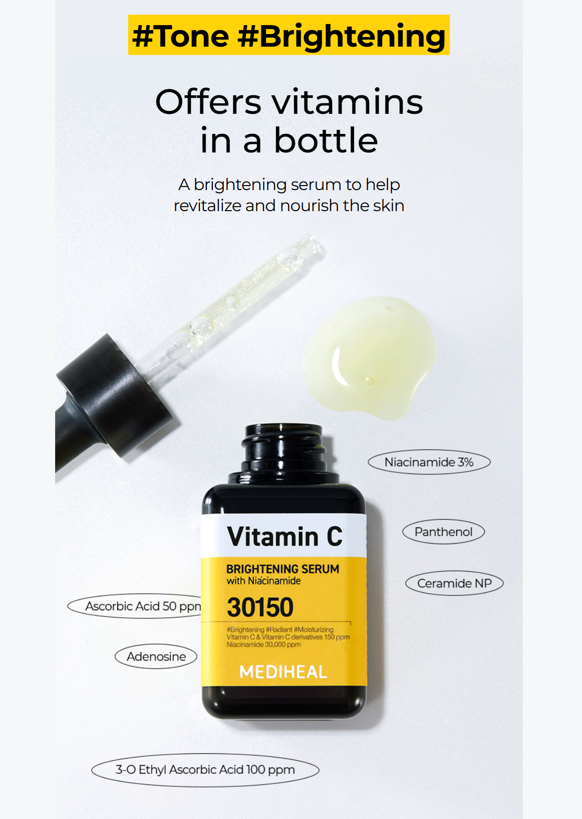 [MEDIHEAL] Vitamin C Brightening Serum with Niacinamide | Tone · Texture · Glow Care | 40ml x2 Double Set | GlowLab