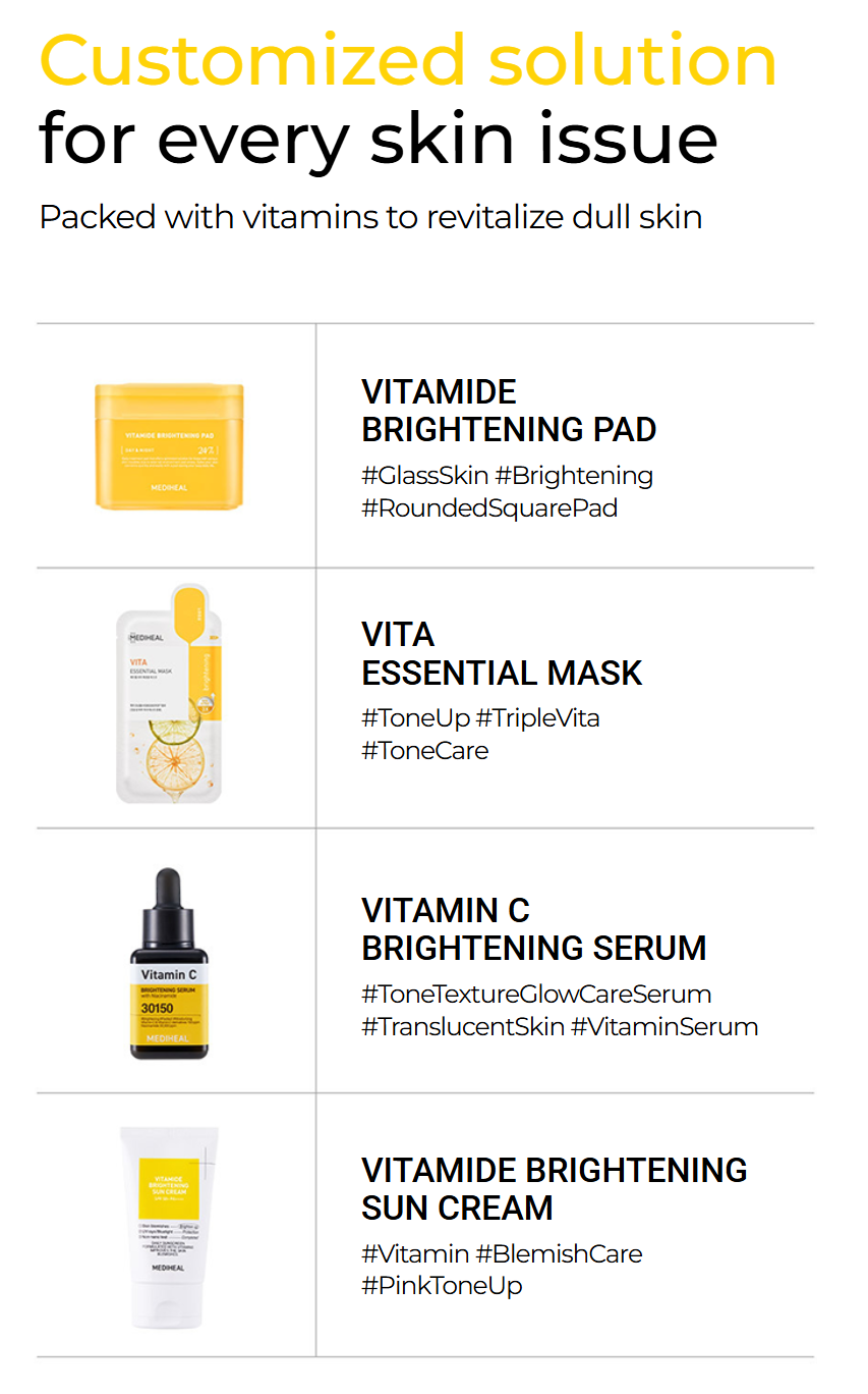 [MEDIHEAL] Vitamin C Brightening Serum with Niacinamide | Tone · Texture · Glow Care | 40ml x2 Double Set | GlowLab