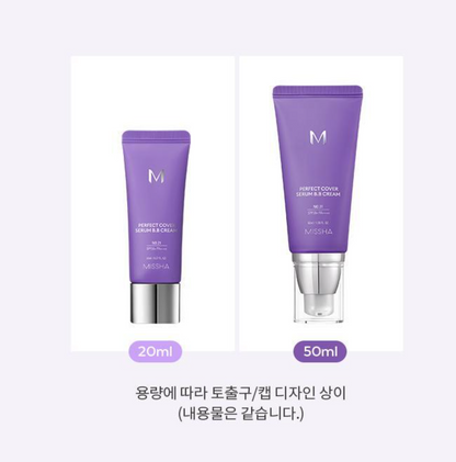 [MISSHA] M Perfect Cover Serum BB Cream – Radiant, Dewy Finish with SPF50+ PA++++ | 20ml / 50ml | GlowLab