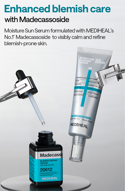 [Mediheal] Madecassoside Moisture Sun Serum Double Set | Calming & Hydrating SPF 50+ PA++++ | 50 g + 50 g Olive Young Limited | GlowLab
