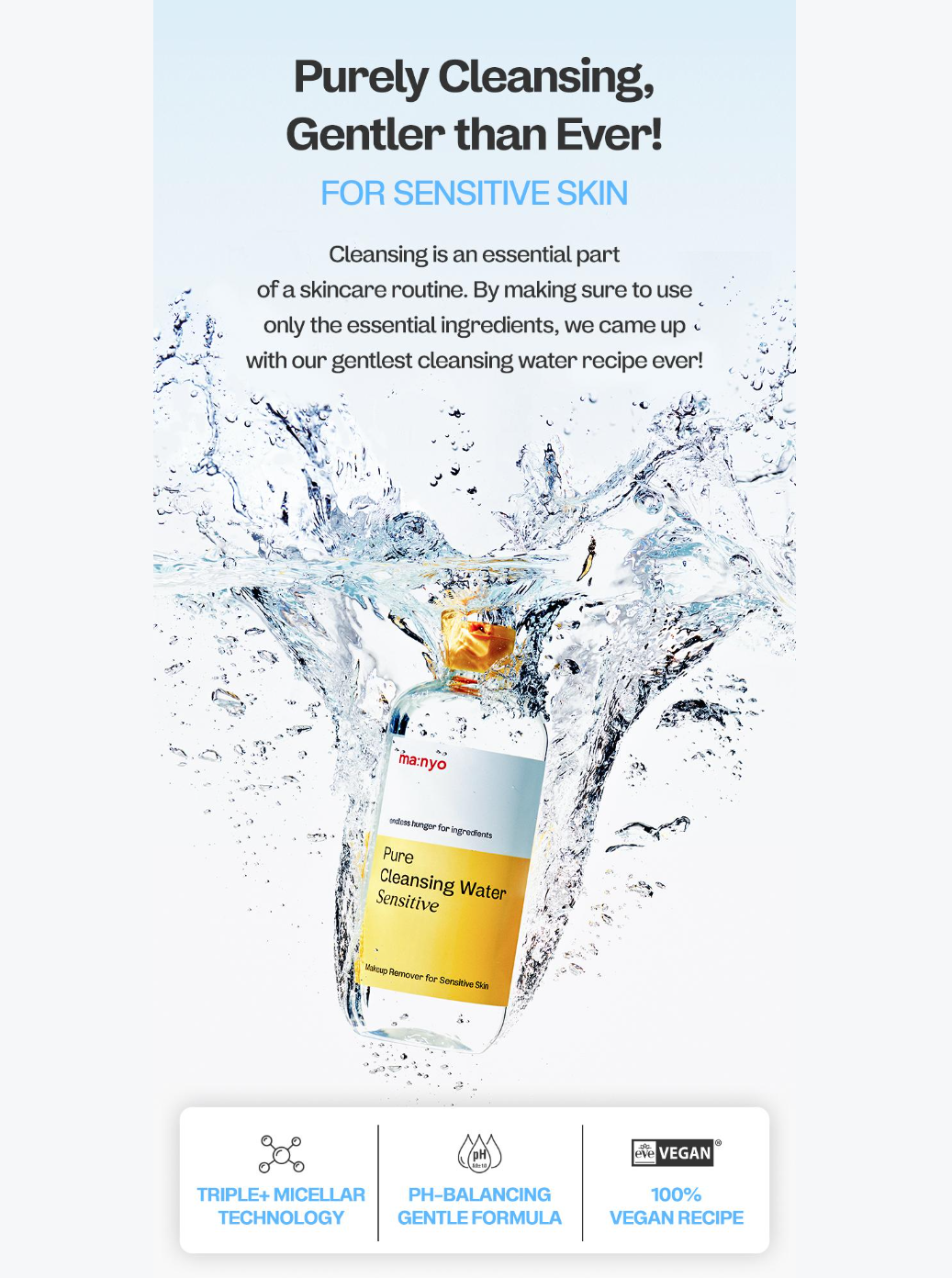 [ma:nyo Factory] Pure Cleansing Water Sensitive | 500ml x2 | GlowLab