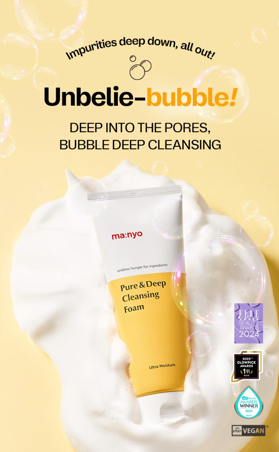 [ma:nyo Factory] Pure & Deep Cleansing Foam | Gentle Hydrating Cleanser | 160ml × 2 Set | GlowLab