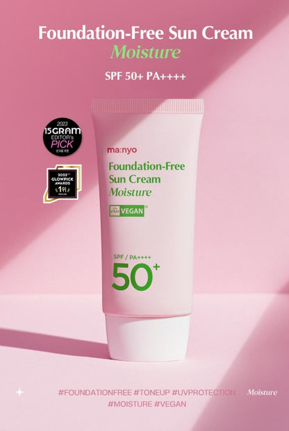 [ma:nyo Factory] Foundation-Free Sun Cream Moisture SPF50+ PA++++ | Hydrating Vegan Tone-Up UV Defense 50mL
