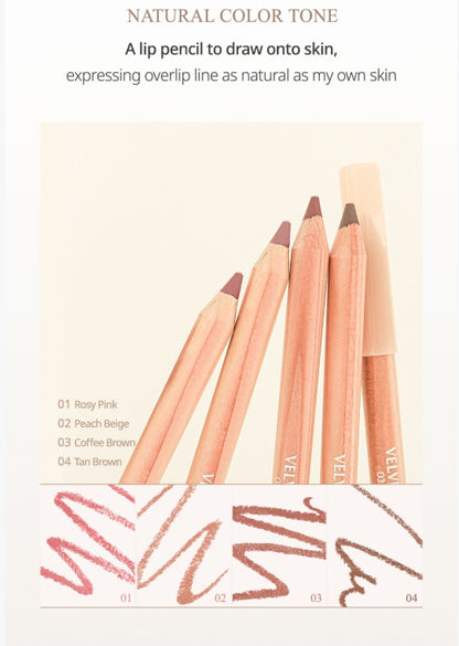 [CLIO] Velvet Lip Pencil 1.45g (+Sharpener) | Smooth Matte Color & Soft Blurring Finish