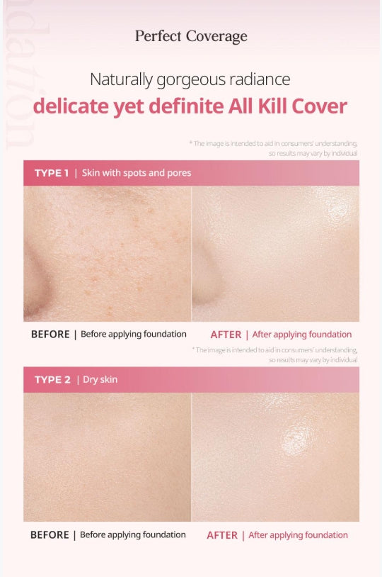 [CLIO] Kill Cover High Glow Foundation Special Set – Natural Radiant Look & Lightweight Feel | 38g + Gift