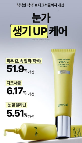 [Goodal] Green Tangerine Vita-C Dark Spot Care Eye Cream | Brightening &amp; Hydrating Eye Treatment 30ml 1+1 Set