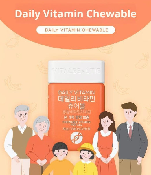 [VITALBEAUTIE] Daily Vitamin Chewable Mango Flavor | 60 Tablets (1-Month Supply)