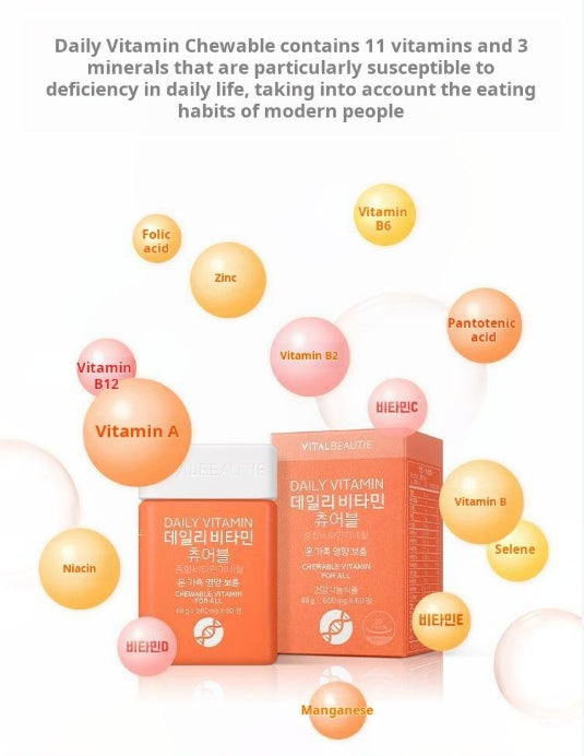 [VITALBEAUTIE] Daily Vitamin Chewable Mango Flavor | 60 Tablets (1-Month Supply)