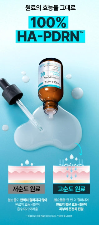 [WELLAGE] Hyper PDRN Glow Hydrating Ampoule Smooth Radiant Finish 30ml