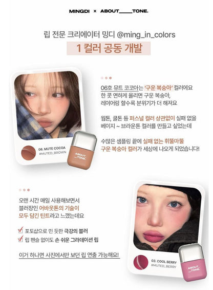 [ABOUT TONE] Blur Fit Tint Mini Soft Matte Finish 2.3g | 6 Colors