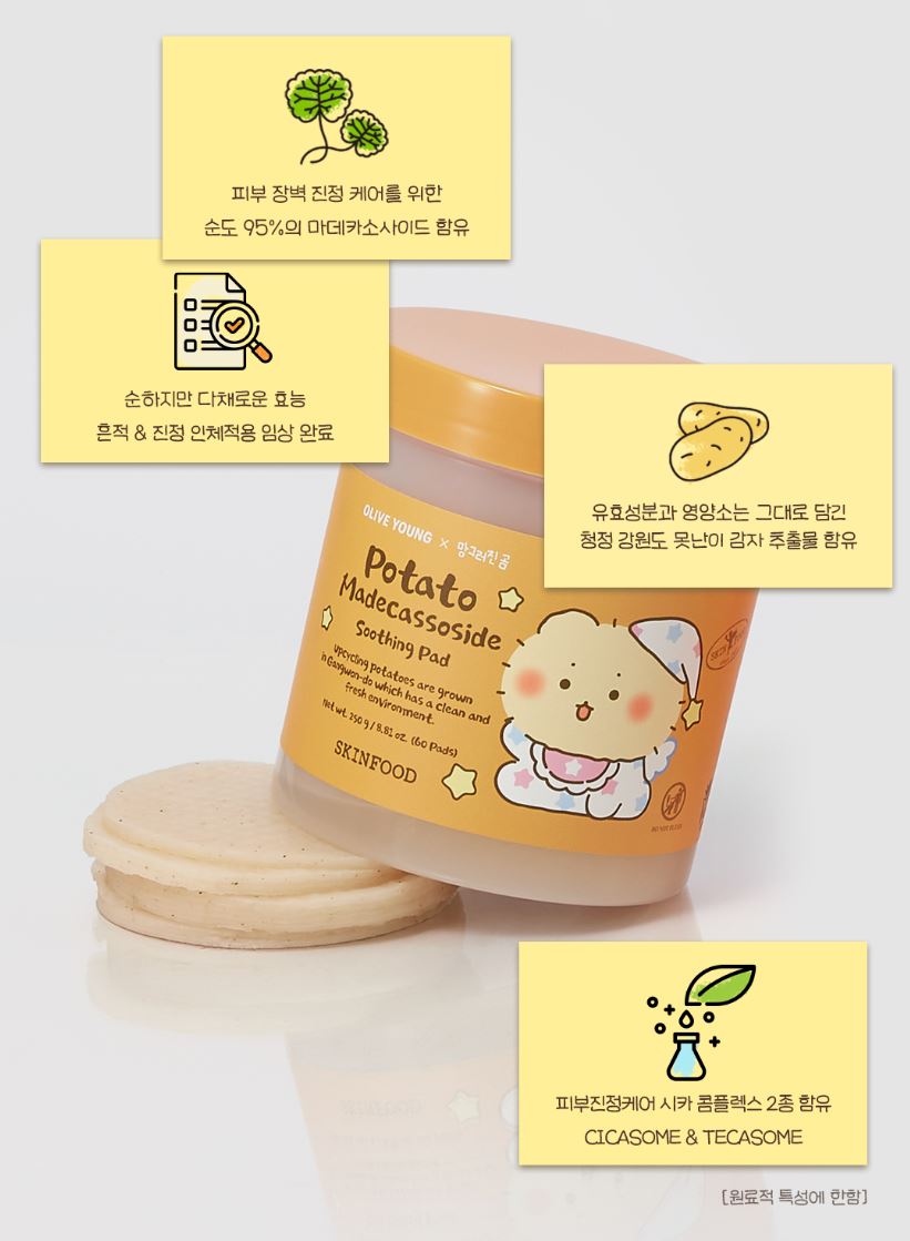 [SKINFOOD] Toner Pad Double Set Soft Comfort Finish 3 Types + Pouch