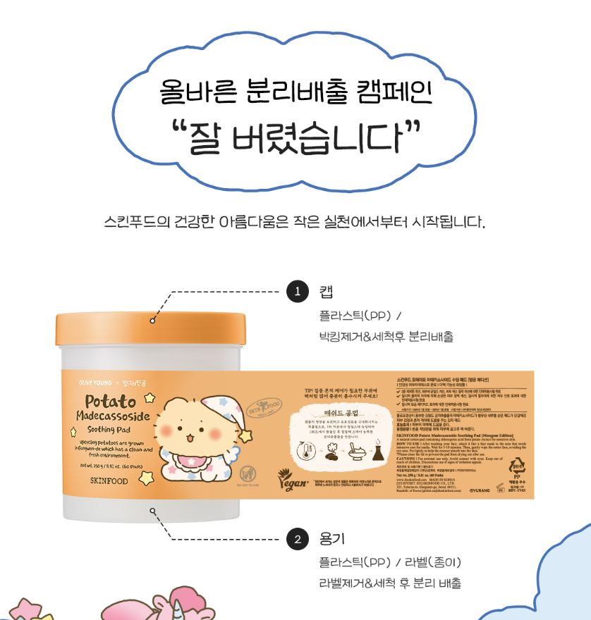 [SKINFOOD] Toner Pad Double Set Soft Comfort Finish 3 Types + Pouch