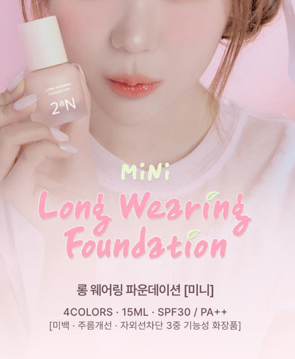 [2aN] Long Wearing Foundation Mini Semi-Matte Seamless Fit 15ml (4 Shades)