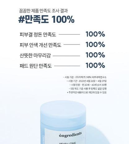 [ongredients] Revitalizing Toner Pads Smooth Hydrating Finish 60 Pads x2