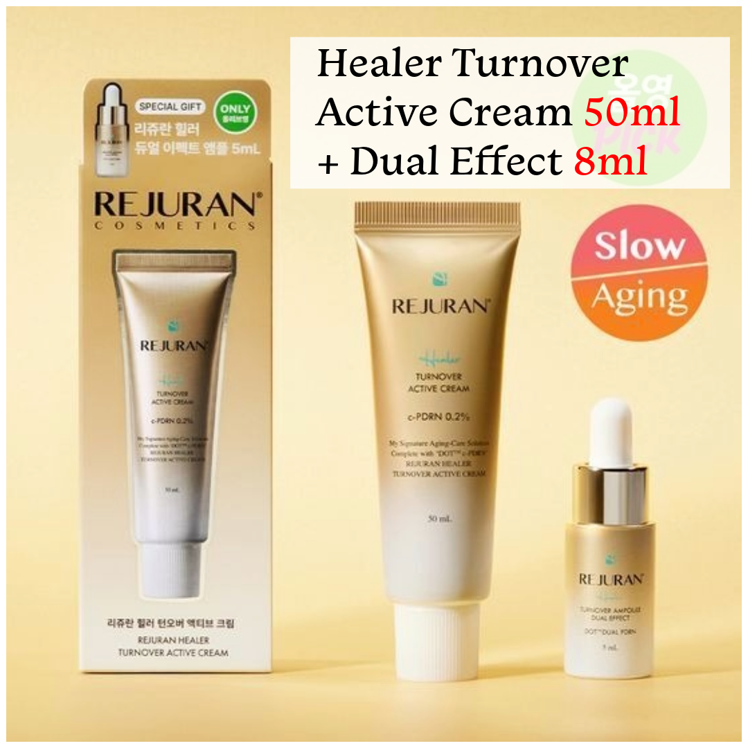 [Rejuran] Healer Turnover Active Cream (50ml + Dual Effect 8ml) | Advanced Anti-Aging DNA Repair Moisturizer