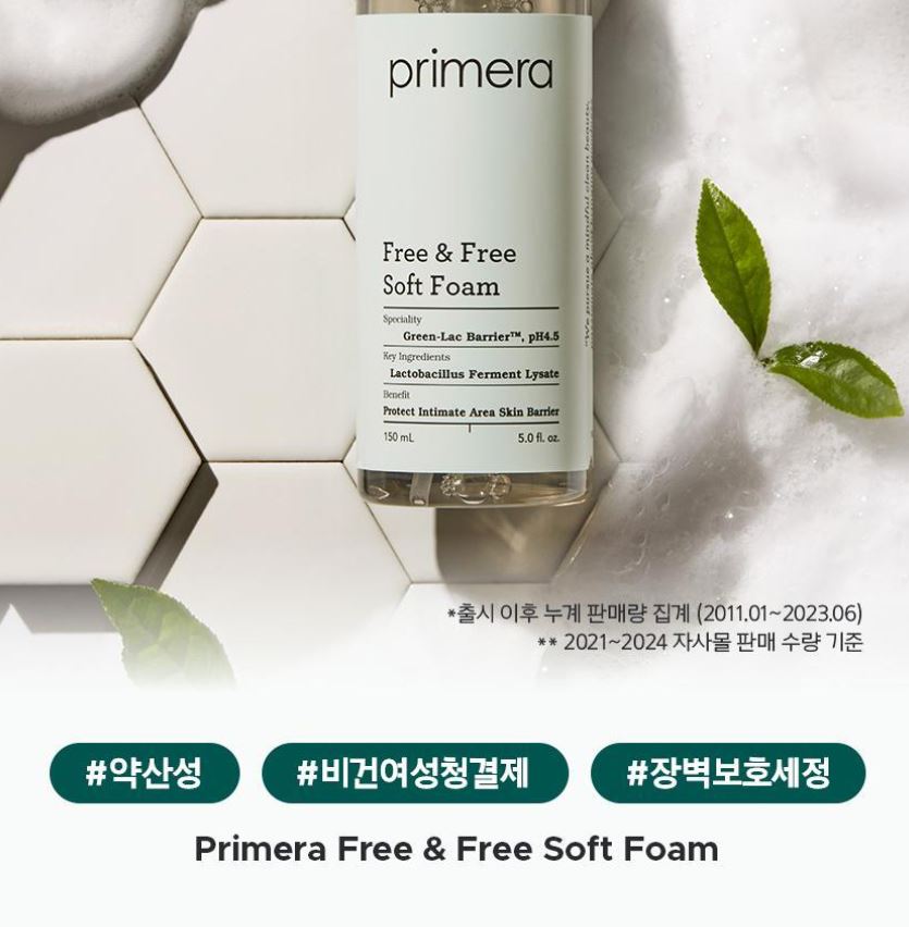 [primera] Free & Free Soft Foam Intimate Cleanser Mild pH 4.5 Set 150ml + 150ml Refill