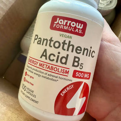 [Jarrow Formulas] Pantothenic Acid (Vitamin B5) 500mg | Dietary Supplement for Daily Wellness | 100 Veggie Capsules