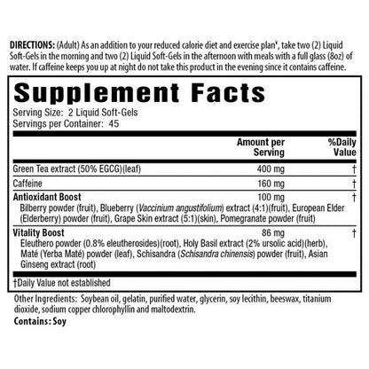 [Applied Nutrition] Green Tea Fat Burner Formula | Dietary Supplement | 90 Softgels