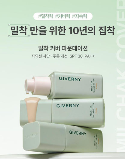 [GIVERNY] Milchak Cover Foundation Smooth Long-Wear Finish 30ml Black Edition (7 Shades)
