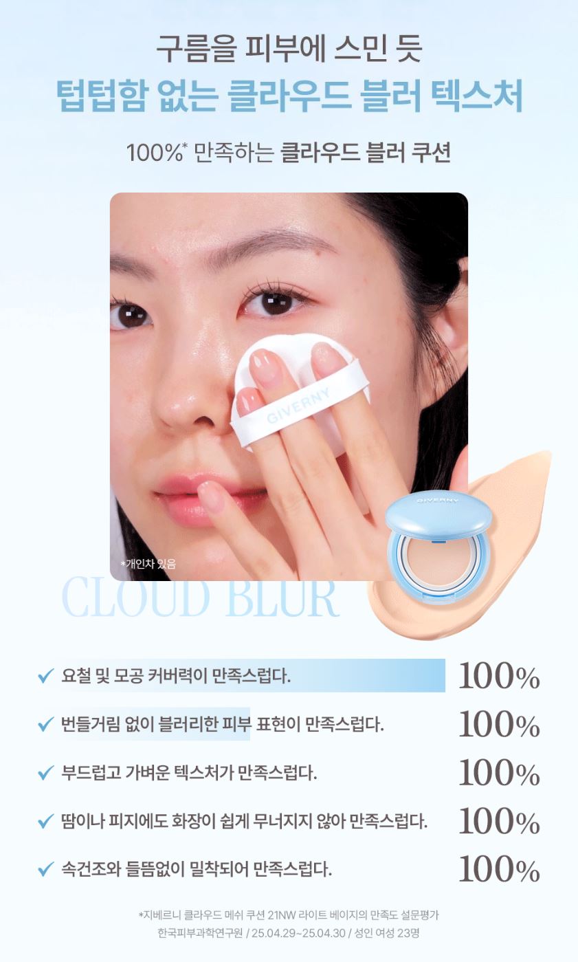 [GIVERNY] Cloud Mesh Cushion Soft Blur Matte Finish SPF40 PA++ 15g (Refill Included)