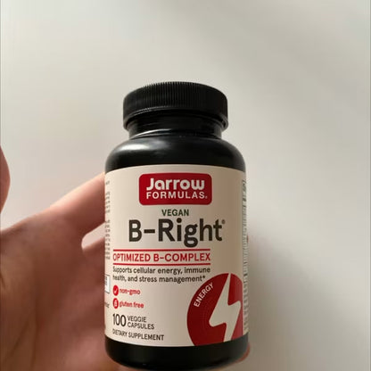 [Jarrow Formulas] Vegan B-Right B-Complex | Balanced B Vitamin Dietary Supplement | 100 Veggie Capsules