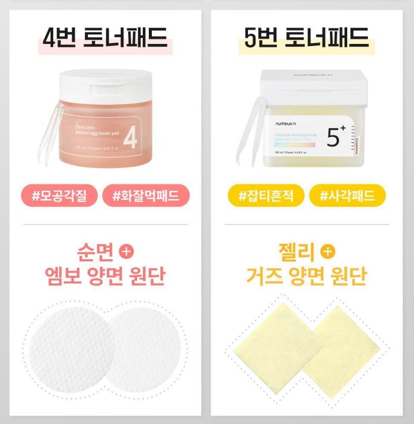 [numbuzin] Toner Pad Selection Gift Set Soft Finish 1 Jar (Choose No.1 / No.3 / No.4 / No.5)