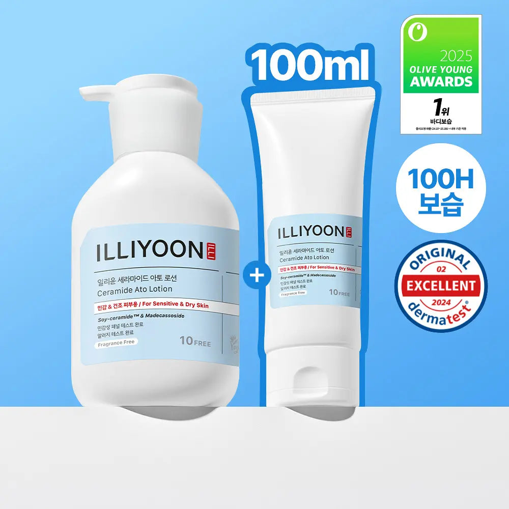[illiyoon] Ceramide Ato Lotion Lightweight Moisturizing Body Lotion Set 334ml + 100ml