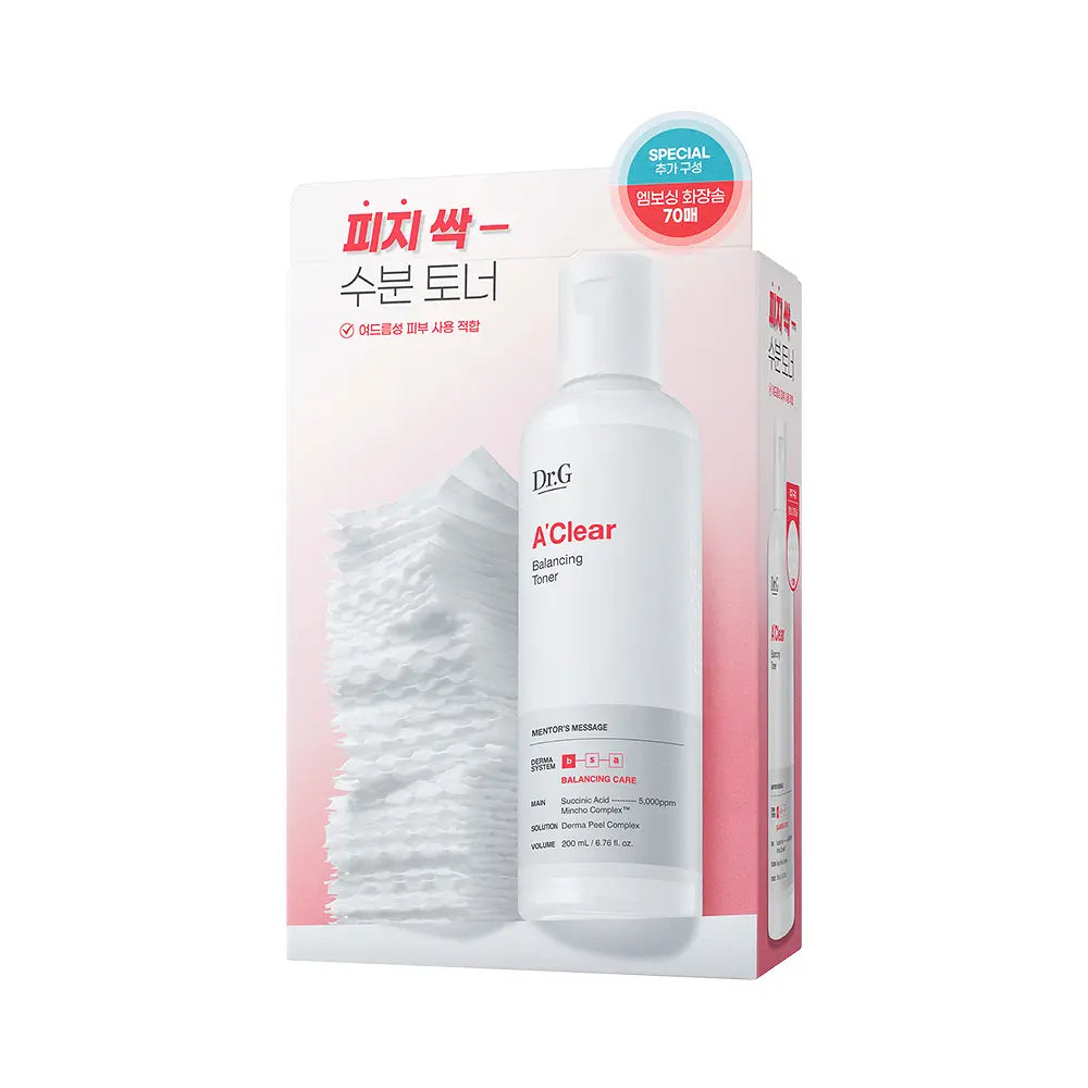 [Dr.G] A-Clear Balancing Toner with Fresh Hydrating Finish 200ml (+ Cotton Pads 70 pcs)