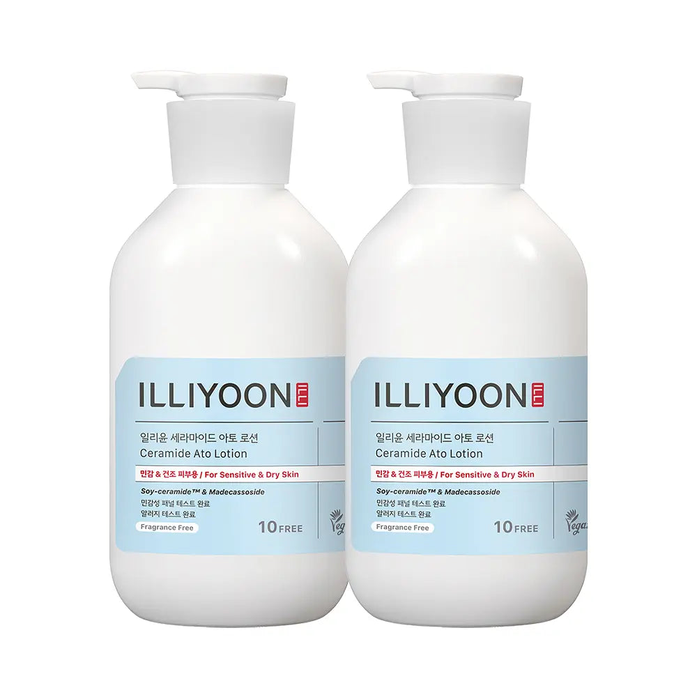 [illiyoon] Ceramide Ato Lotion Lightweight Moisturizing Comfort Finish Set (600 ml ×2)