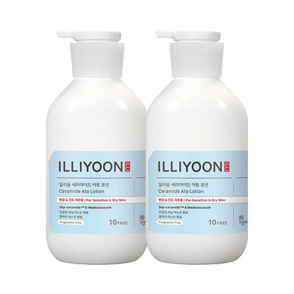 [illiyoon] Ceramide Ato Lotion Lightweight Moisturizing Comfort Finish Set (600 ml ×2)