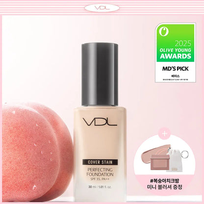 [vdl] Cover Stain Perfecting Foundation Soft Radiant Finish 30ml Set (with Pouch)