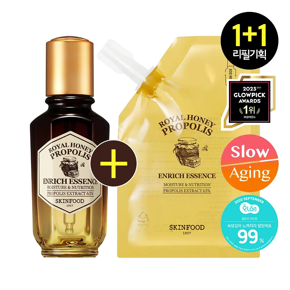 [SKINFOOD] Royal Honey Propolis Enrich Essence Radiant Glow Set 50ml + Refill 50ml