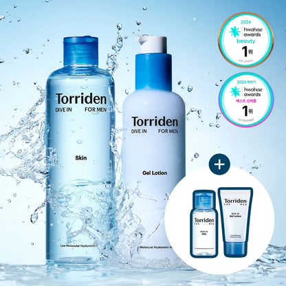 [Torriden] Dive-In For Men Lightweight Skin & Gel Lotion Care Set 300ml + 200ml + Minis