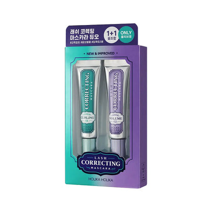 [Holika Holika] Lash Correcting Mascara & Eyelash Curler Set – Soft Definition Finish – 2-Piece Kit