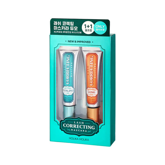 [Holika Holika] Lash Correcting Mascara & Eyelash Curler Set – Soft Definition Finish – 2-Piece Kit