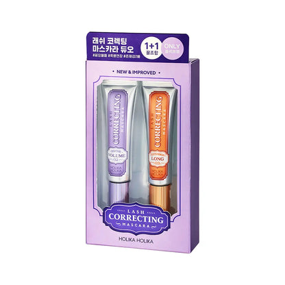 [Holika Holika] Lash Correcting Mascara & Eyelash Curler Set – Soft Definition Finish – 2-Piece Kit