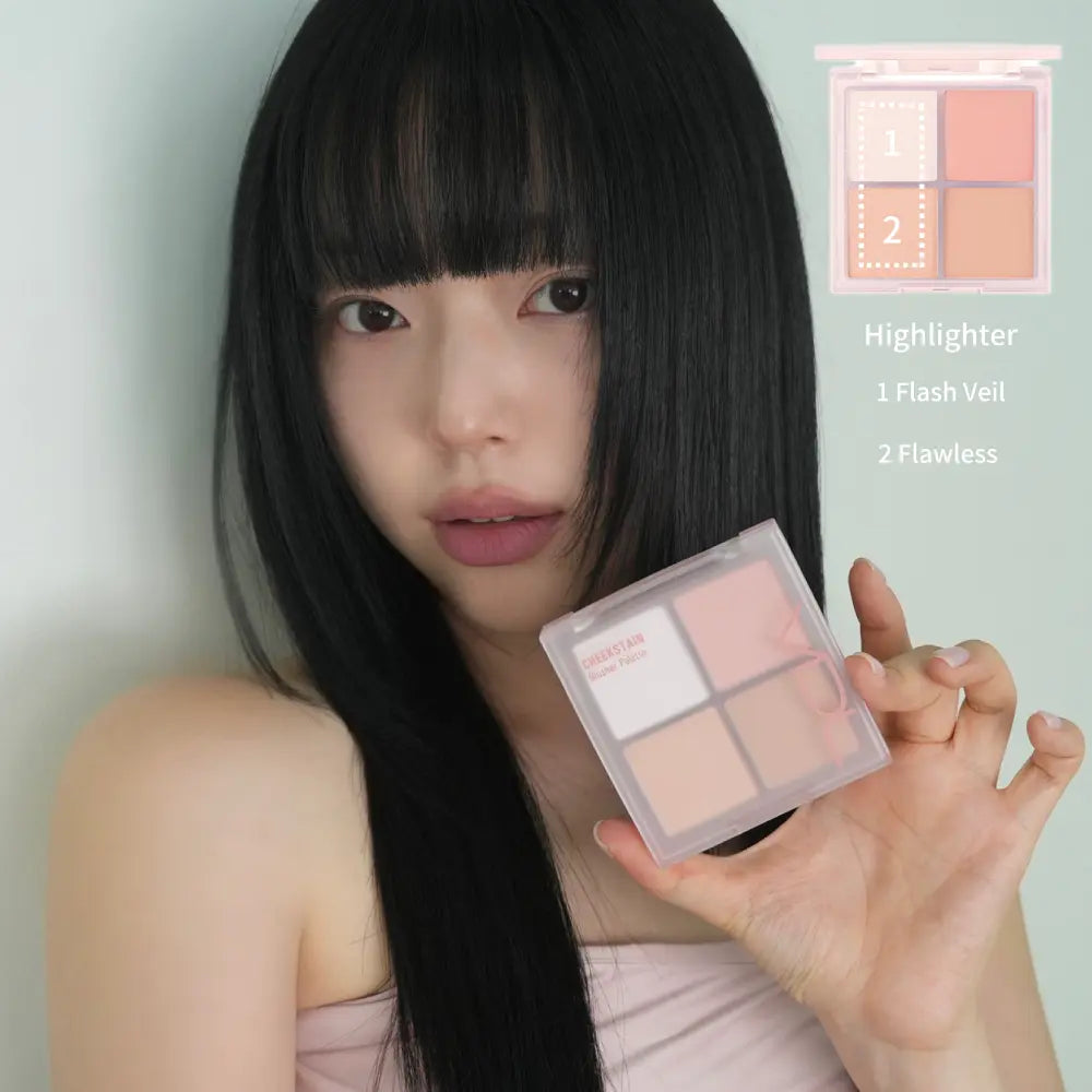 [vdl] Cheek Stain Palette Soft Glow Multi Texture Blush Palette 1 Compact