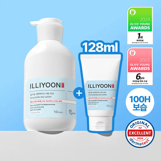 [illiyoon] Ceramide Ato Lotion Lightweight Moisturizing Body Lotion Set 600ml + 128ml