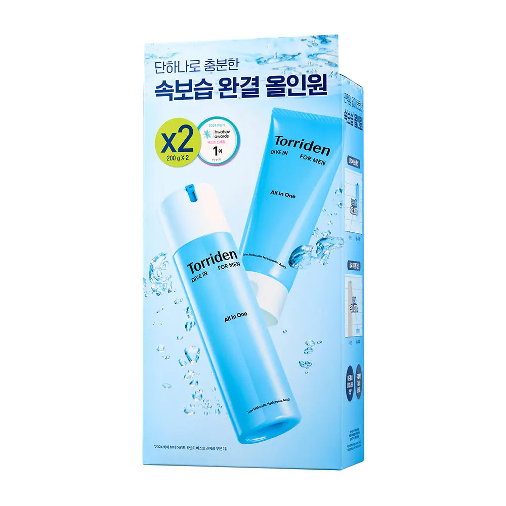 [Torriden] Dive-In For Men Lightweight Moisture All-in-One Gel Cream Duo Set 200g x2