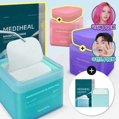 [Mediheal] Essential Mask Pad Set | Madecassoside · PDRN · Collagen Formula | 200 Sheets Total (Main + Refill) | GlowLab